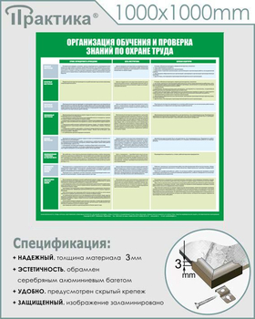 С36 Стенд организация обучения и проверка знаний по охране труда (1000х1000 мм, пластик ПВХ 3 мм, алюминиевый багет серебренного цвета) - Стенды - Стенды по охране труда - Магазин охраны труда и техники безопасности stroiplakat.ru